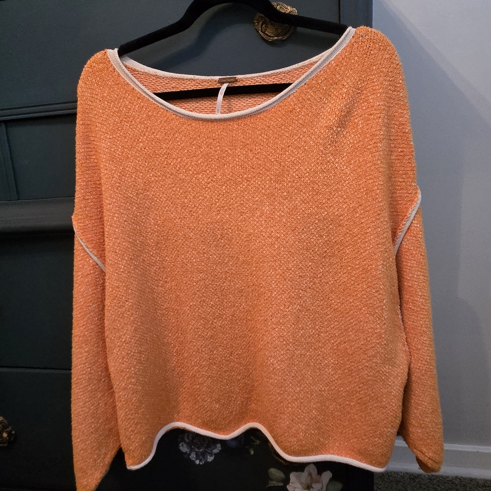 Free People Orange Crew Neck Sweater